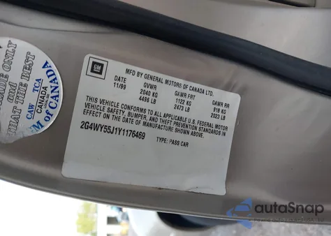 2000 Buick Century Limited z USA, uszkodzony, nr VIN 2G4WY55J1Y1176469